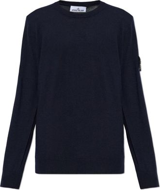 Stone Island Wool Sweater - Heren - Ronde hals truien - Blauw - S - Wol - Truien & Vesten