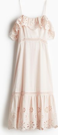 H&M Baumwollkleid mit Broderie Anglaise - Pink