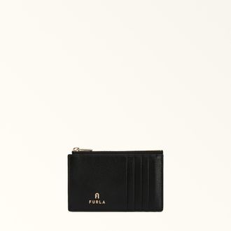 Furla Camelia Card Case Nero Black Textured Leather Woman