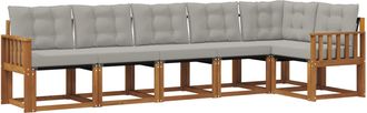 vidaXL Conjunto De Sof&aacute;s De Exterior 6 Uds. Gris Natural Y Claro Vidaxl