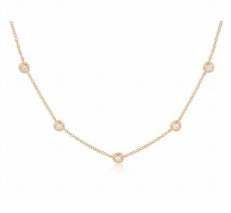 EF Collection Womens 5 Diamond Pillow Necklace In Gold