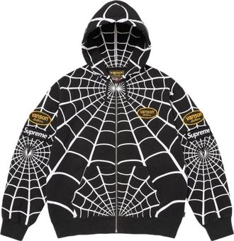 SUPREME x Vanson Leathers SS26 Spider-Man Zip Up Hooded Sweatshirt Black SUP-SS26-301-BLK