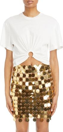 Paco Rabanne Hardware Detail Cotton T-Shirt in Off White at Nordstrom, Size X-Small