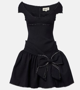 Shushu/Tong Bow-detail distressed tweed minidress