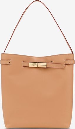 Longchamp Rechteckige Schultertasche aus Leder Le Roseau Smart