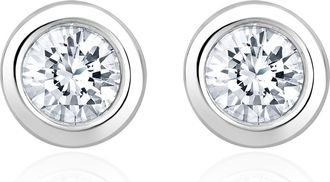 The Diamond Store 0.50ct Lab Diamond Rub Over Stud Earrings in 9K White Gold - 5.6mm
