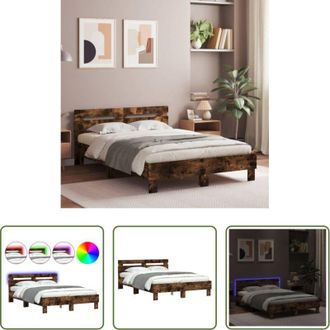 vidaXL vidaXL Letto con luci RGB - Giroletto con Testiera e LED Rovere Fumo 120x190 cm
