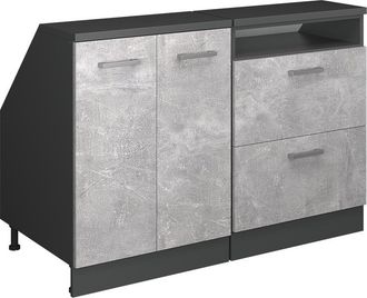 Vicco Conjunto De Armarios Para Techo Inclinado Rion, Hormig&oacute;n, 120 Cm Lote De 2 Carcasas De Armario 60 Cm De Profundidad, Vicco