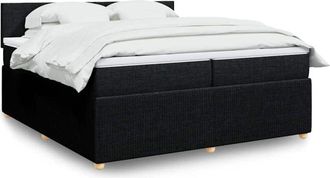 vidaXL Vidaxl - Cama Box Spring Con Colch&oacute;n Tela Negro 200x200 Cm
