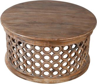 LR Home Lr Home Emma Farmhouse Lattice Solid Wood Handmade Coffee Table
