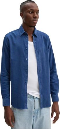 Sams&oslash;e & Sams&oslash;e Saliam Shirt - Heren - Casual Overhemden - Blauw - S - Katoen - Overhemden
