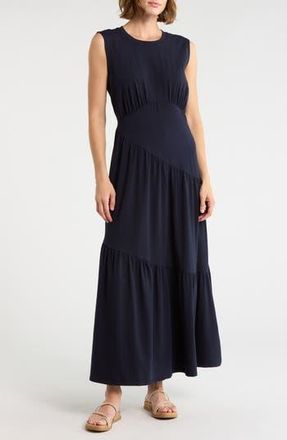 DKNY Gathered Sleeveless Tiered Maxi Dress in Navy at Nordstrom Rack, Size X-Small