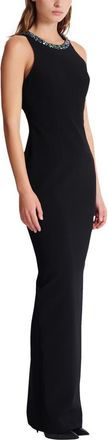 Balmain Long sleeveless dress in embroidered velvet in Black at Nordstrom, Size 42 Eu