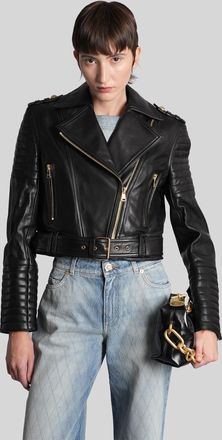 Balmain Biker Jacket In Black Leather