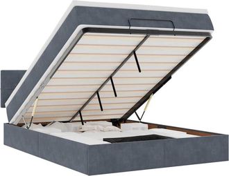 vidaXL Vidaxl - Estructura Cama Otomana Colch&oacute;n Terciopelo Gris Oscuro