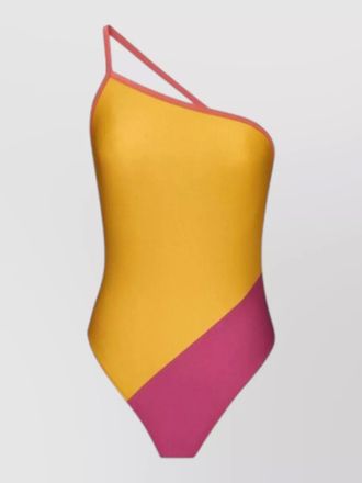 Saint Laurent one shoulder swimsuit color block design