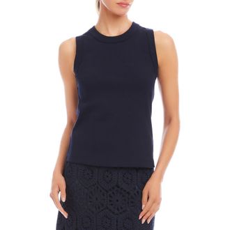 Karen Kane Crewneck Rib Tank in Navy at Nordstrom, Size Large