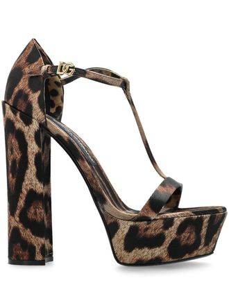 Dolce & Gabbana 105 mm sandalen met luipaardprint - Bruin