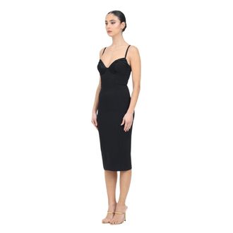 Elisabetta Franchi Black Heart Neckline Midi Dress