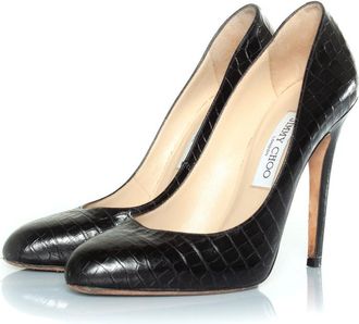 Jimmy Choo London Pre-owned Womens Croco printed heels in black Leather - Size EU 39