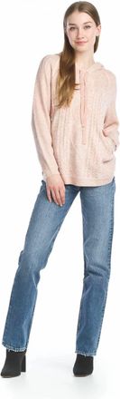 Papillon Cable Knit Hooded Sweater With Pockets In Blush