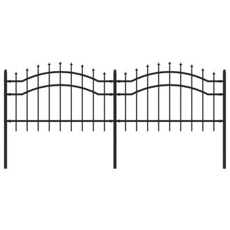 Berkfield Home Garden Fence with Spear Top Black 115 cm Powder-coated Steel