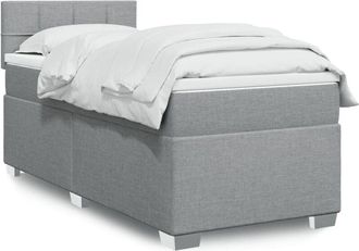 vidaXL Cama Box Spring Con Colch&oacute;n Tela Gris Claro 80x200 Cm Vidaxl