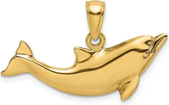 Diamond2Deal 10k Yellow Gold 2-D Polished Dolphin Charm Pendant