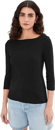 Tommy Bahama Ashby Isles Bateau Neck 3/4 T-Shirts Womens Clothing Black : LG (US 12-14), Cotton