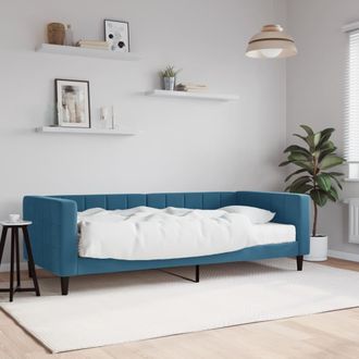 vidaXL Sof&aacute; Cama Con Colch&oacute;n Terciopelo Azul 90x200 Cm Vidaxl