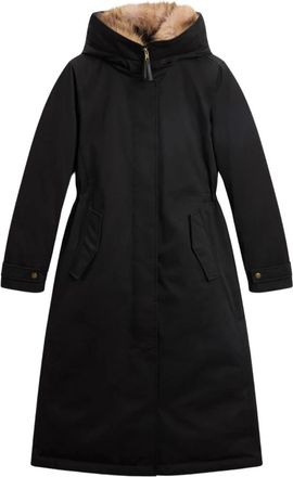 Woolrich Beste Katoenen Faux Fur Parka - Dames - Parka Jassen - Zwart - L - Katoen - Jassen