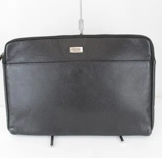 Ferragamo Black White Leather Clutch Bag (Pre-Owned)