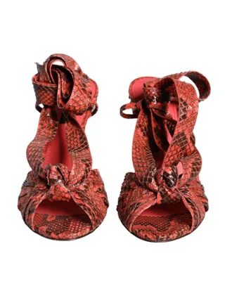 Dolce & Gabbana Coral Exotic Leather Heels Sandals Womens Shoes