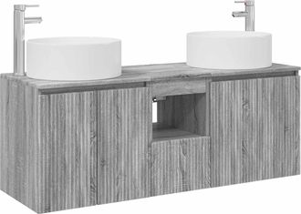vidaXL Juego De Muebles De Ba&ntilde;o 3 Uds. Sonoma Gris Vidaxl