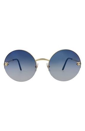 Cartier 58mm Round Sunglasses in Gold Gold Blue at Nordstrom Rack
