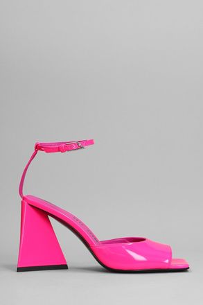 The Attico Fluo Pink Leather Piper Sandals