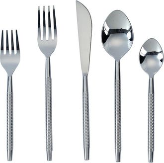 TOV Furniture Tov Furniture 5Pc Ribbed Stainless Steel Flatware - Service For 1