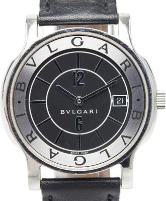 Bulgari Pre-owned Watches, male, Black, Size: ONE SIZE Pre-owned Solo Tempo Stainless Steel Watch