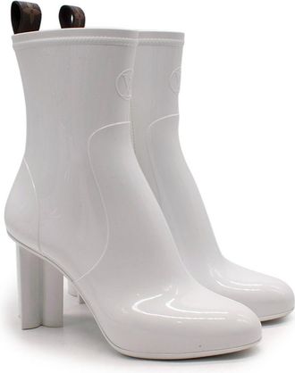 Louis Vuitton White Silhouette Shint Rubber Ankle Boot Size 36