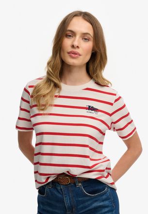Superdry Kurzarmshirt SUPERDRY Heritage Hamptons Stripe Tee, Damen, Gr. XL, rot stripe, Single Jersey, Obermaterial: 100% Baumwolle, gestreift, Rundhals, Shirt