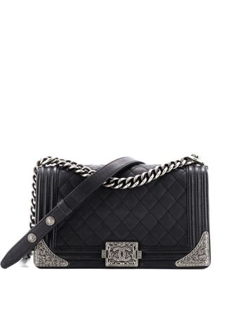 Chanel Paris-Dallas Boy Flap Bag Quilted Calfskin with Metal Adornments Old Medium shoulder bag - Zwart