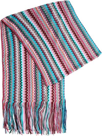 Missoni Zigzag-intarsia Fine-knit Scarf - Blue - One Size