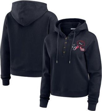WEAR by Erin Andrews Womens WEAR by Erin Andrews Navy Houston Texans Waffle Hoodie Pullover Top at Nordstrom, Size Xx-Large