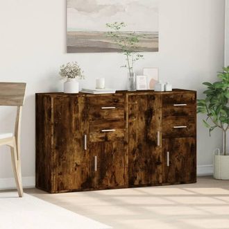 Berkfield Home Sideboards 2 pcs Smoked Oak 60x31x70 cm Engineered Wood in Brown | Size: 60 x 31 x 70 cm