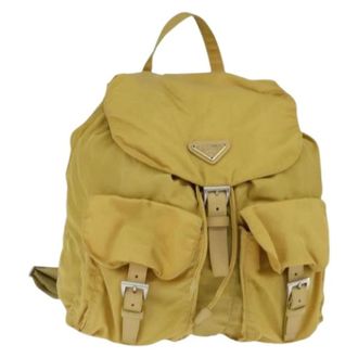 Prada Pre-owned Backpacks, female, Yellow, Size: ONE SIZE Pre-owned Nylon Backpack