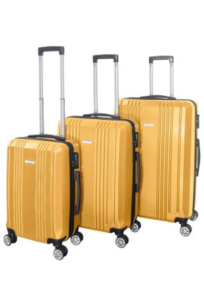Novel Reisekofferset, Gelb, Metall, Kunststoff, Textil, 3-teilig, Zahlenschloss, höhenverstellbarer Teleskopgriff, 360°-Rollensystem, Tragehenkel