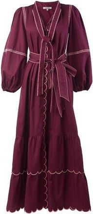 Celina Moon Myrna Long Sleeve Maxi Dress in Red at Nordstrom Rack, Size X-Small