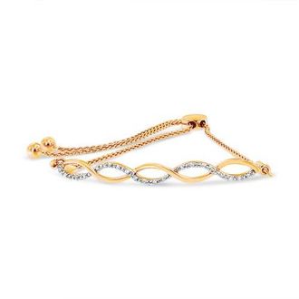 House of Brilliance Silver Diamond Infinity Twist Bolo Bracelet in Yellow Gold Over Silver at Nordstrom