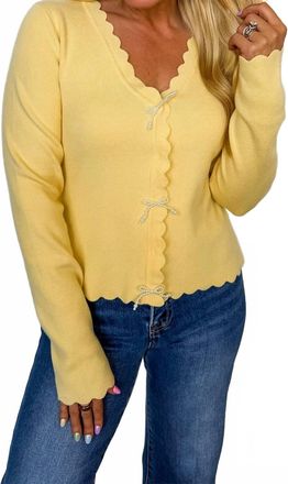 Skies Are Blue Clothing Pearl Knit Cardigan In Buttercream