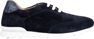 Kiton Leather Suede Crocodile Sneakers - Heren - Sneakers - Blauw - 40 EU - Leer - Schoenen